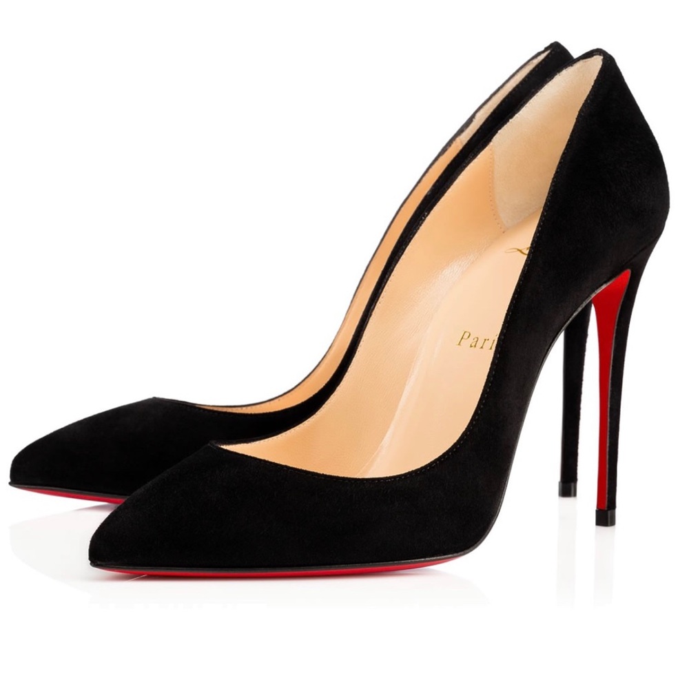 Christian Louboutin Pigalle Follies Suede Black Pumps, 100mm heel, Size 41.5 EU